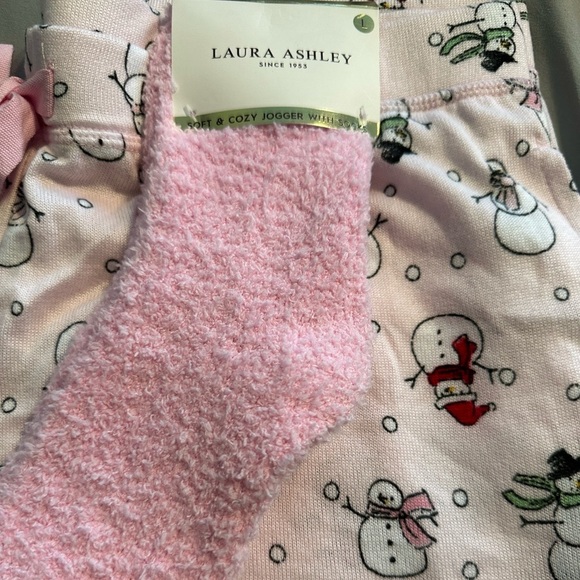 Pink new Pajama Jogger Pants & Socks Christmas Snowman Sz‎ Large pjs - Picture 8 of 8